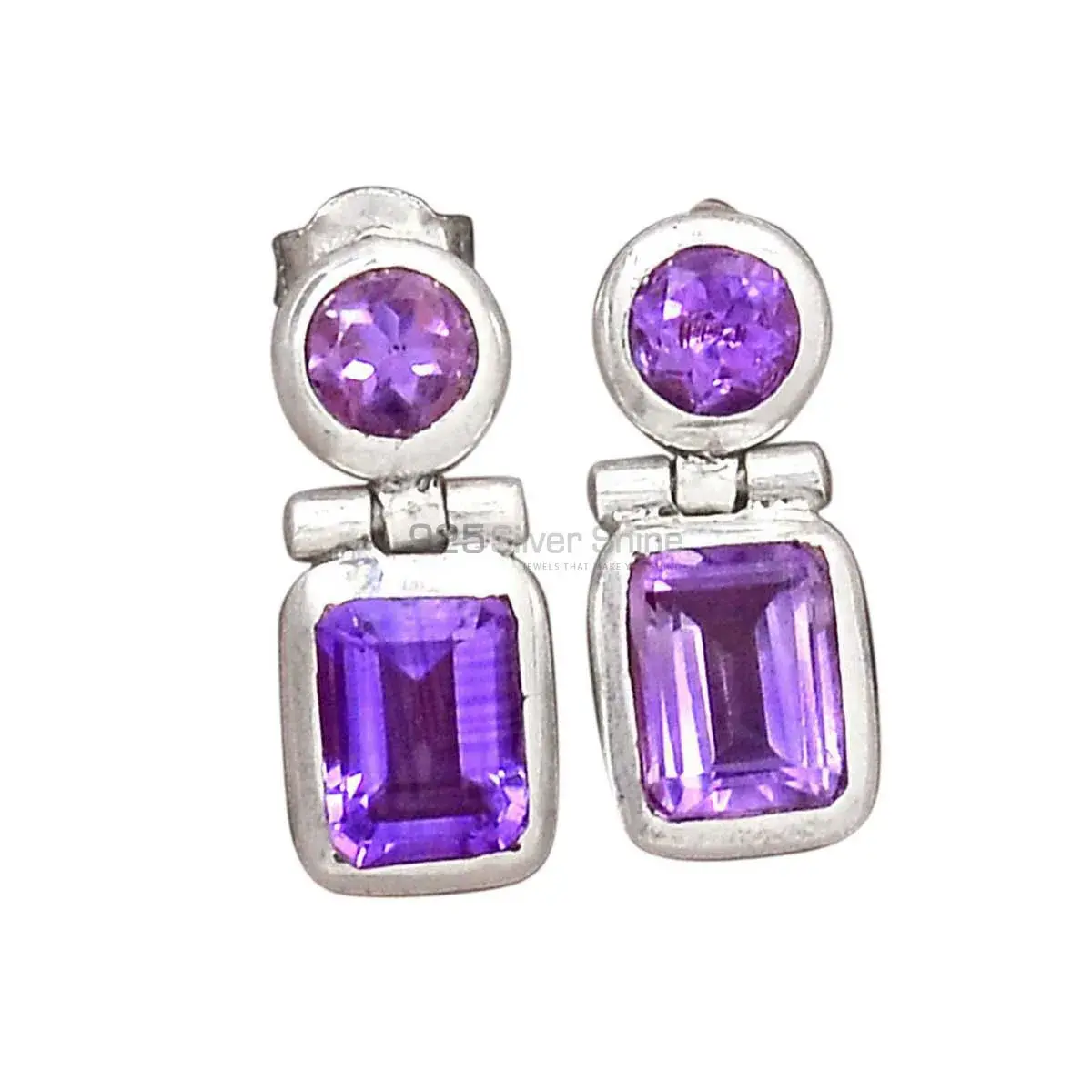 925 Sterling Silver Handmade Earrings In Amethyst Gemstone Jewelry 925SE2702