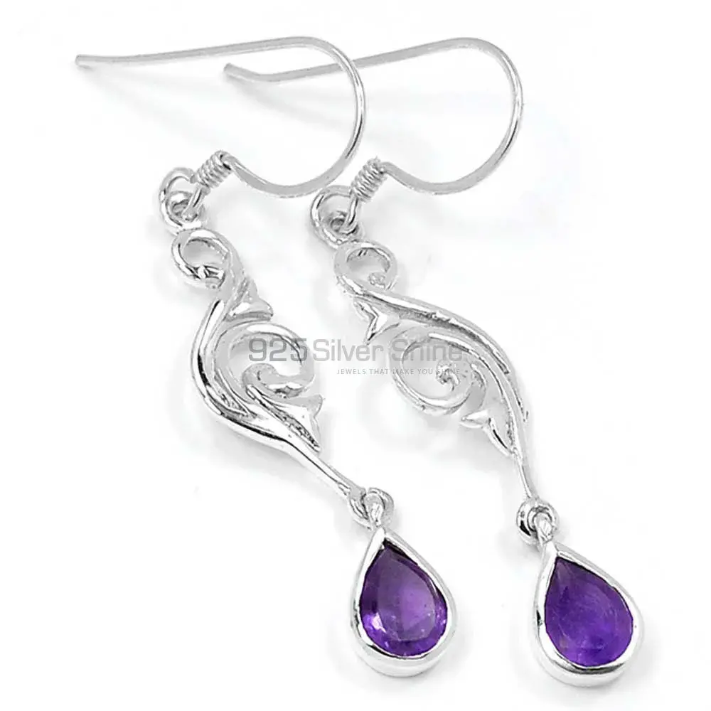 925 Sterling Silver Handmade Earrings In Amethyst Gemstone Jewelry 925SE520