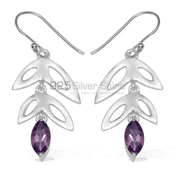 925 Sterling Silver Handmade Earrings In Amethyst Gemstone Jewelry 925SE757