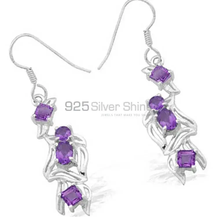 925 Sterling Silver Handmade Earrings In Amethyst Gemstone Jewelry 925SE915_0