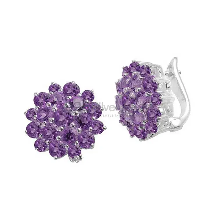 925 Sterling Silver Handmade Earrings In Amethyst Gemstone Jewelry 925SE994_1