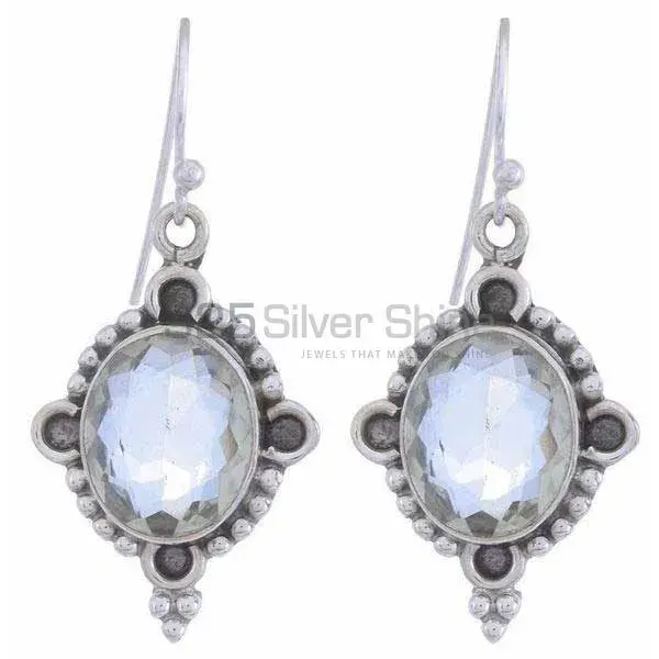 925 Sterling Silver Handmade Earrings In Blue Topaz Gemstone Jewelry 925SE1222_0