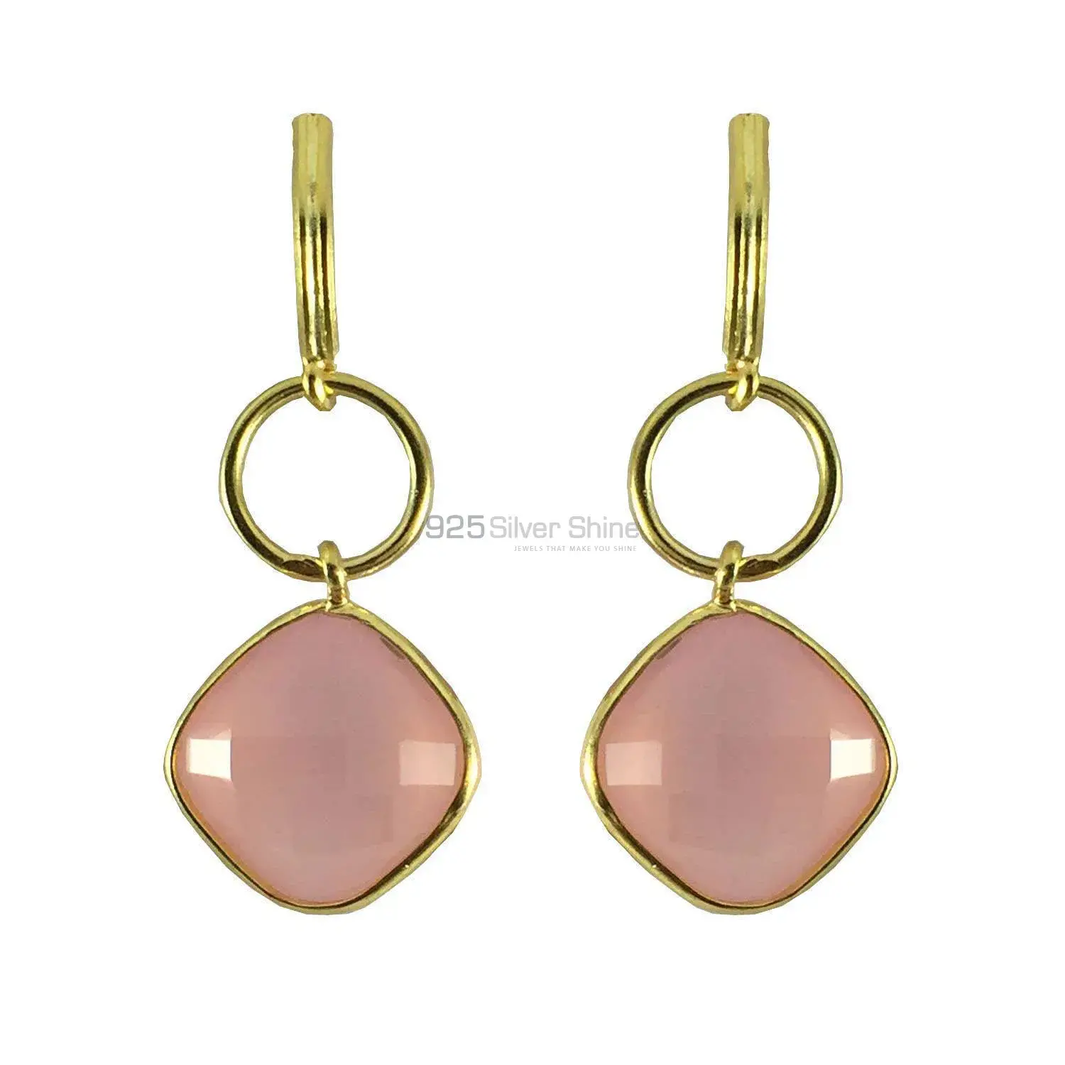 925 Sterling Silver Handmade Earrings In Chalcedony Gemstone Jewelry 925SE1301_0