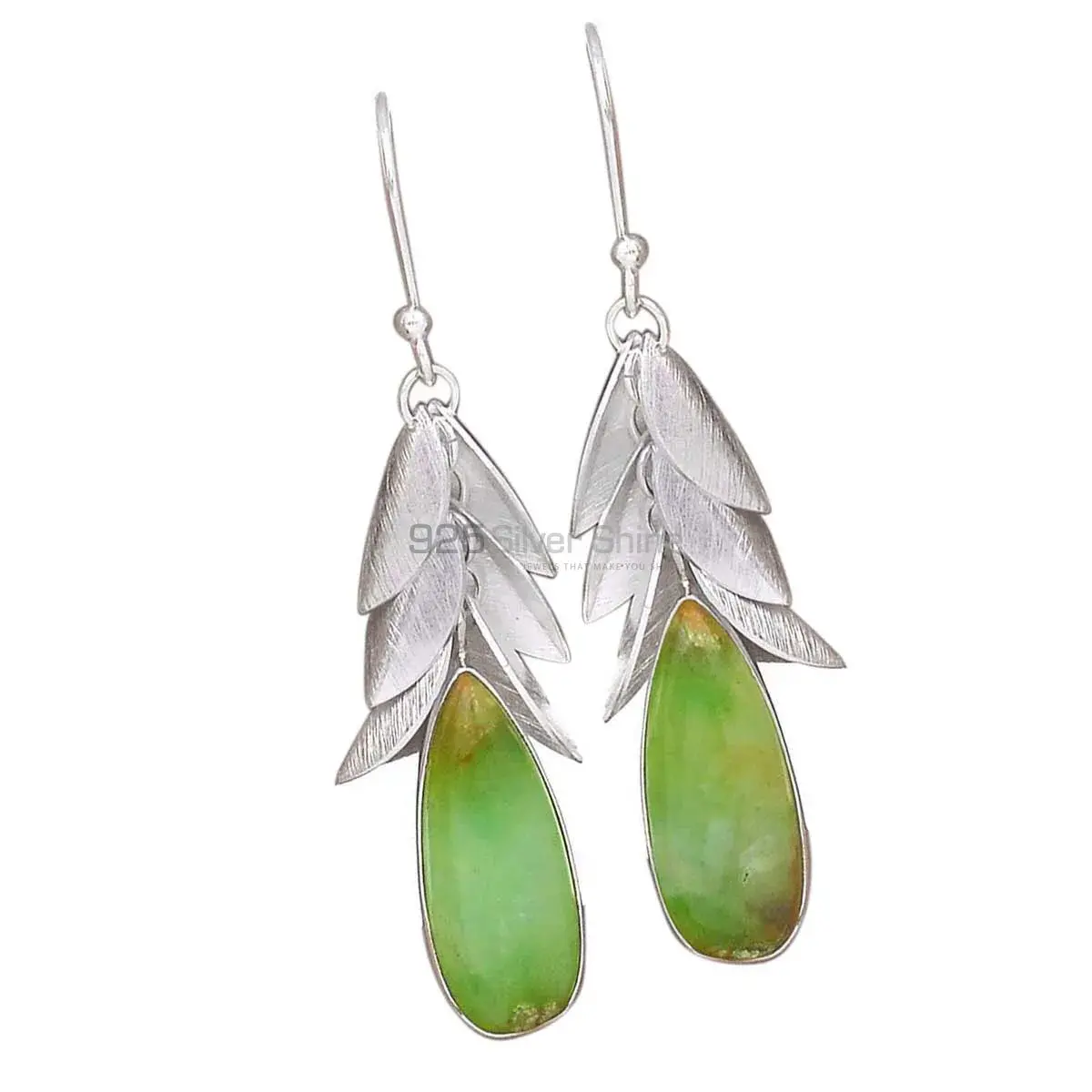 925 Sterling Silver Handmade Earrings In Chrysoprase Gemstone Jewelry 925SE3027_0