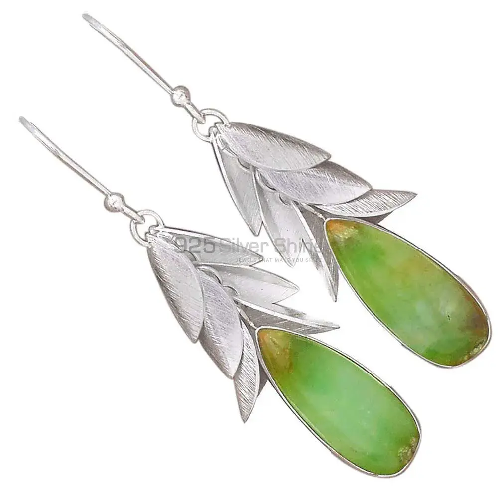 925 Sterling Silver Handmade Earrings In Chrysoprase Gemstone Jewelry 925SE3027_1