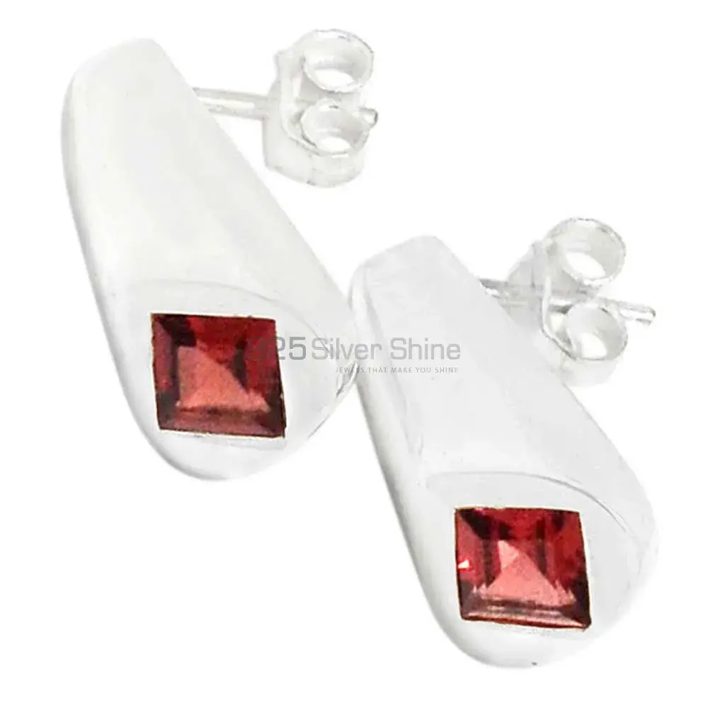 925 Sterling Silver Handmade Earrings In Garnet Gemstone Jewelry 925SE441_0