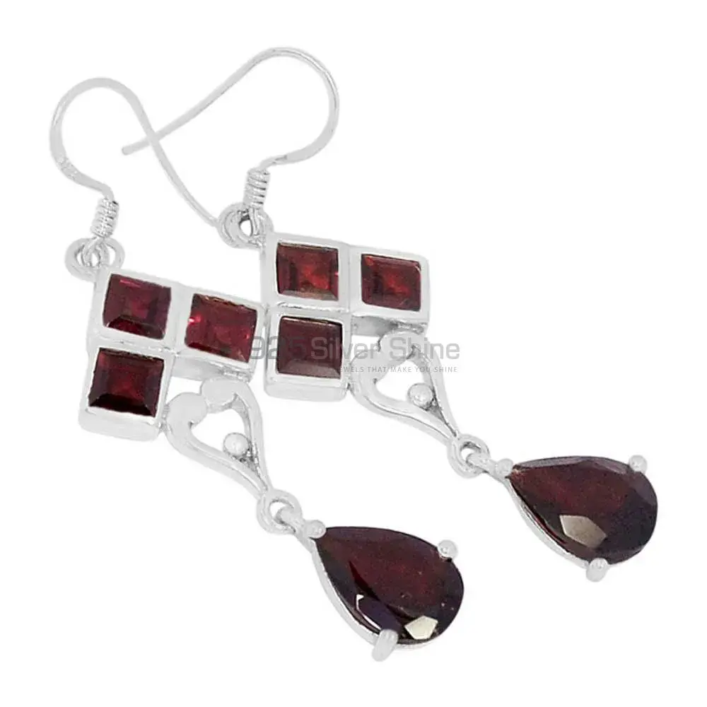 925 Sterling Silver Handmade Earrings In Garnet Gemstone Jewelry 925SE599_0