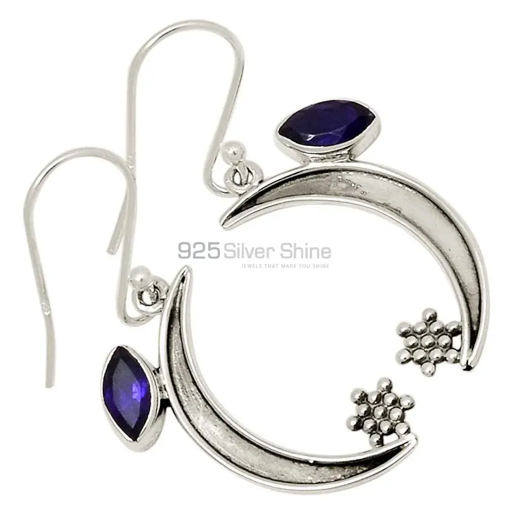 925 Sterling Silver Handmade Earrings In Iolite Gemstone Jewelry 925SE678_0