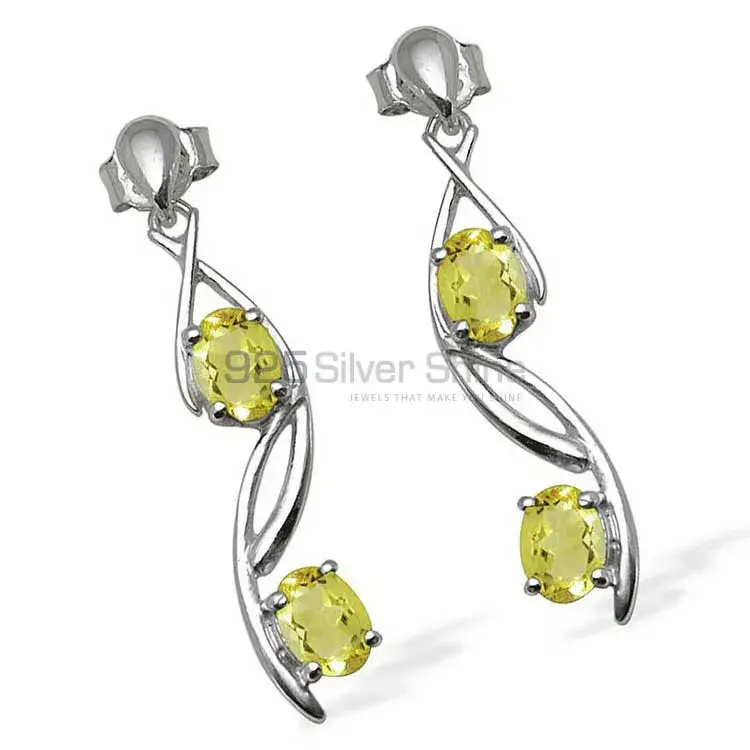 Beautiful 925 Sterling Silver Handmade Earrings Manufacturer In Lemon Quartz Gemstone Jewelry 925SE1073_0