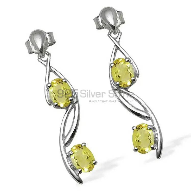 925 Sterling Silver Handmade Earrings In Lemon Quartz Gemstone Jewelry 925SE1073_0