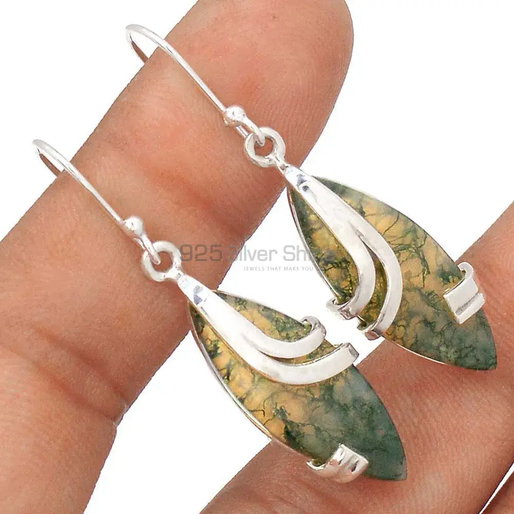Beautiful 925 Sterling Silver Handmade Earrings Manufacturer In Moss Agate Gemstone Jewelry 925SE2077_1