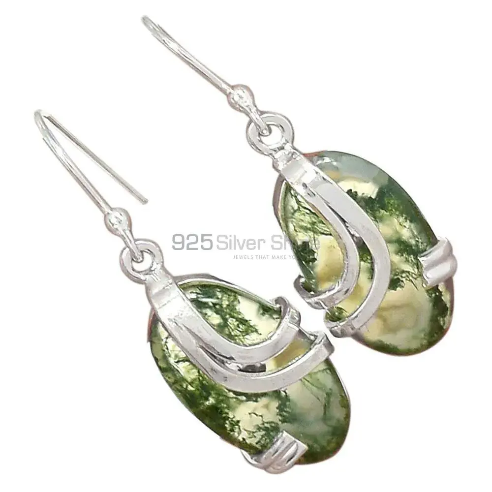 Beautiful 925 Sterling Silver Handmade Earrings Manufacturer In Moss Agate Gemstone Jewelry 925SE2077_3