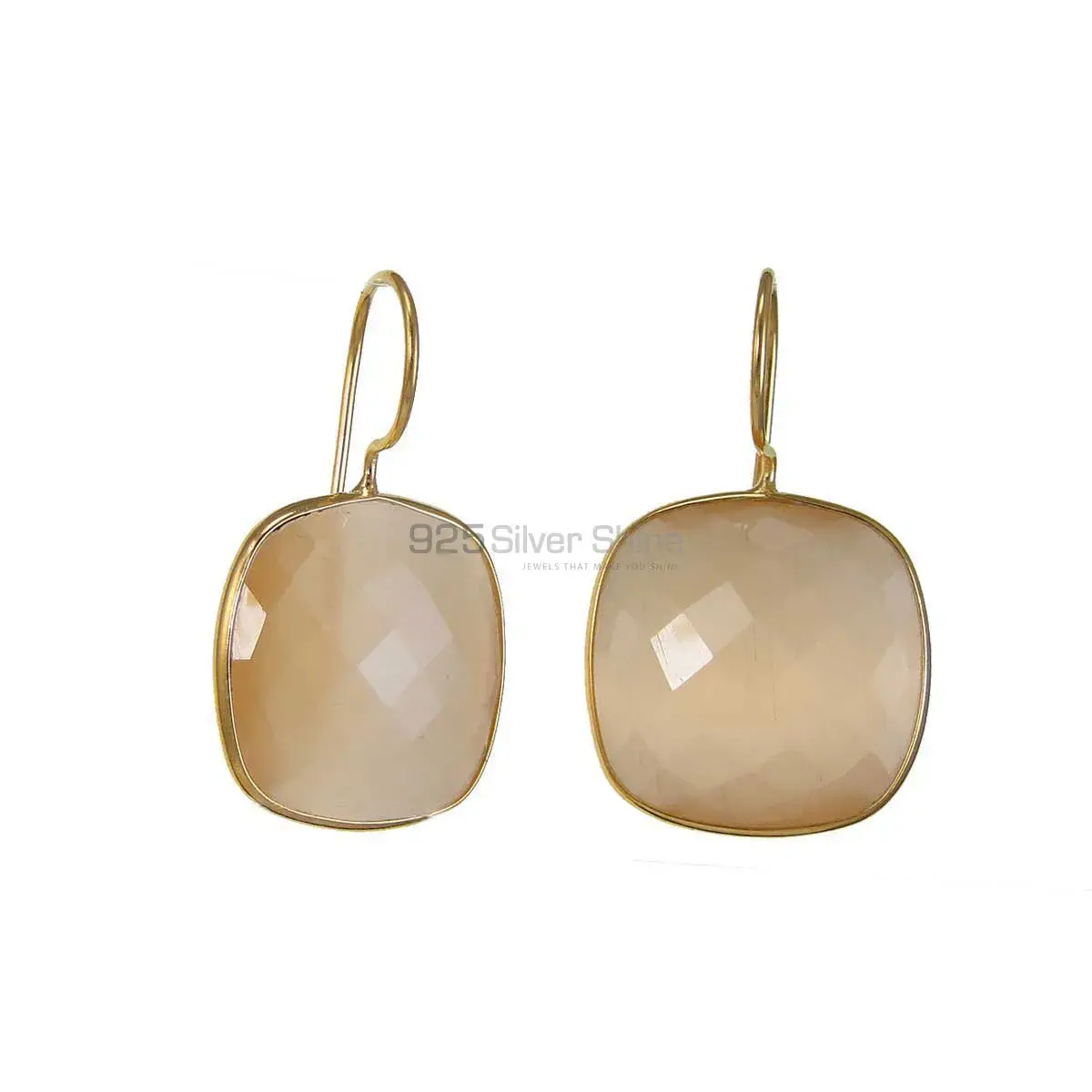 Beautiful 925 Sterling Silver Handmade Earrings Manufacturer In Peach Moonstone Jewelry 925SE1976