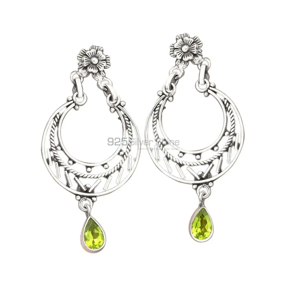 925 Sterling Silver Handmade Earrings In Peridot Gemstone Jewelry 925SE3106_0