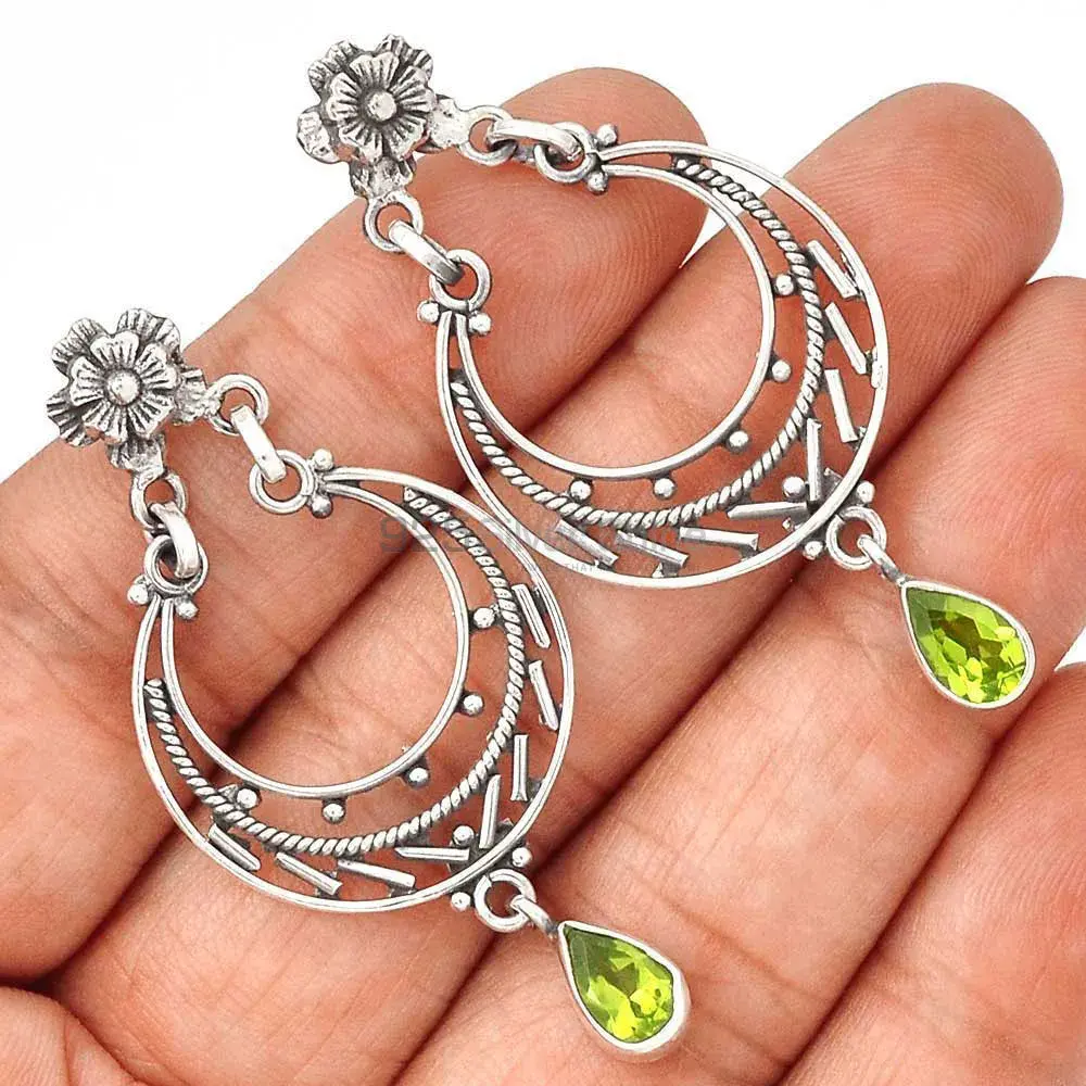 Beautiful 925 Sterling Silver Handmade Earrings Manufacturer In Peridot Gemstone Jewelry 925SE3106_0