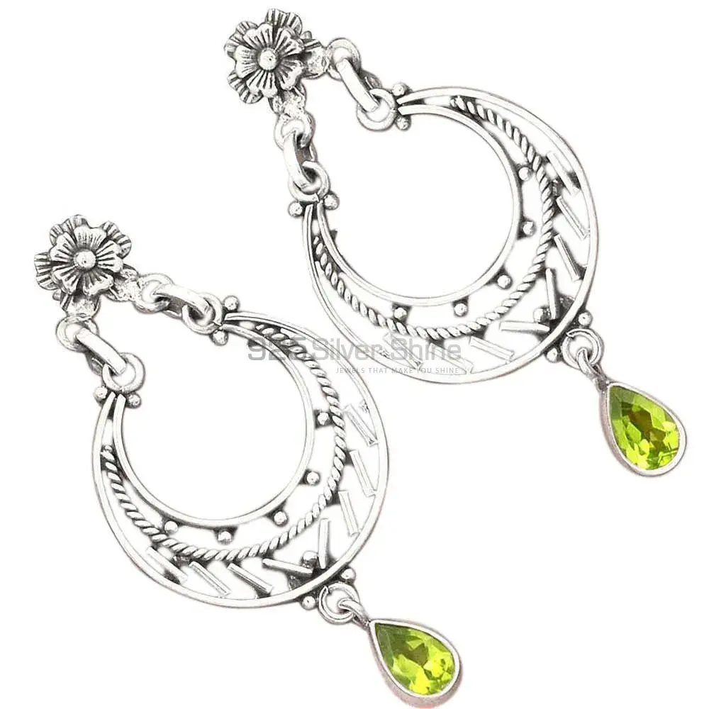 Beautiful 925 Sterling Silver Handmade Earrings Manufacturer In Peridot Gemstone Jewelry 925SE3106_1