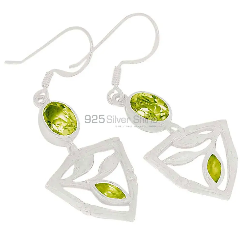 925 Sterling Silver Handmade Earrings In Peridot Gemstone Jewelry 925SE362_0