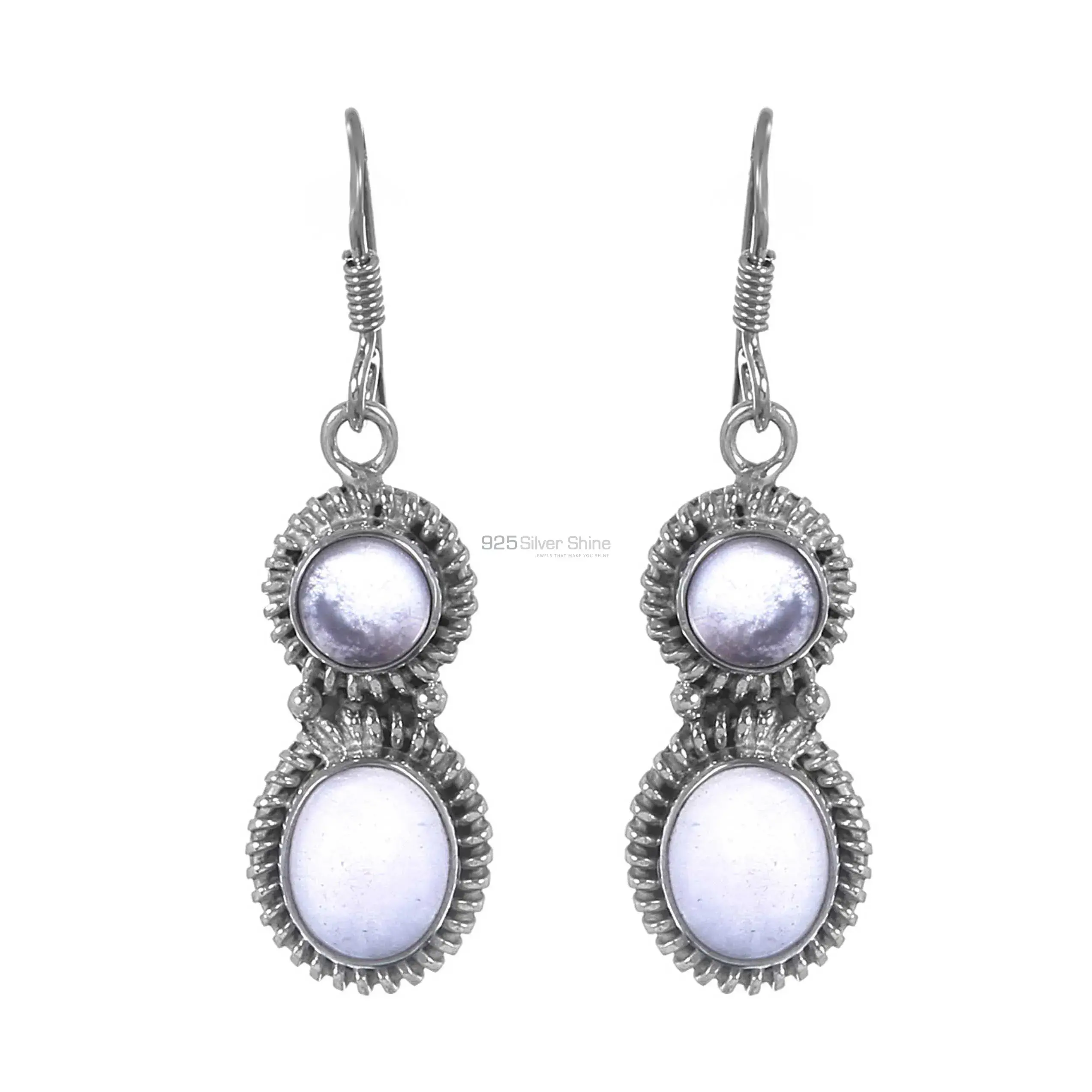 925 Sterling Silver Handmade Earrings In Rose Quartz Gemstone Jewelry 925SE283_0