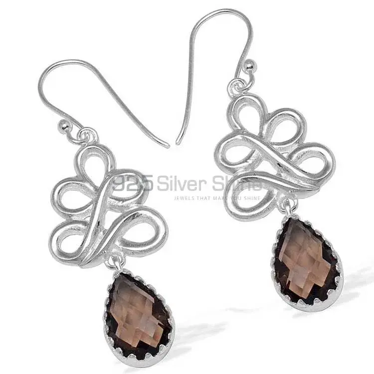 Beautiful 925 Sterling Silver Handmade Earrings Manufacturer In Smoky Quartz Gemstone Jewelry 925SE836_0