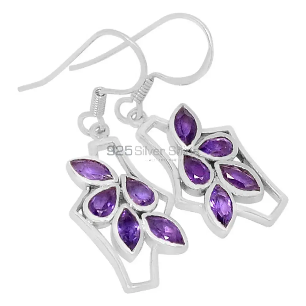 925 Sterling Silver Handmade Earrings In Amethyst Gemstone Jewelry 925SE609