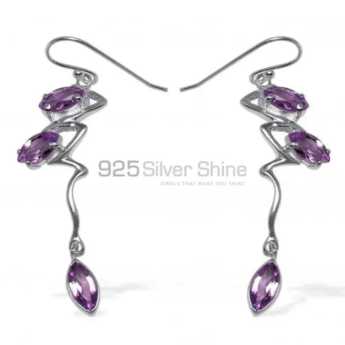 925 Sterling Silver Handmade Earrings In Amethyst Gemstone Jewelry 925SE925