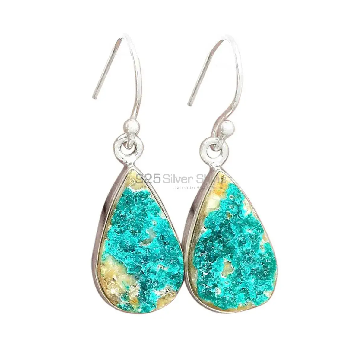 925 Sterling Silver Handmade Earrings In Azurite Druzy Gemstone Jewelry 925SE2708_0