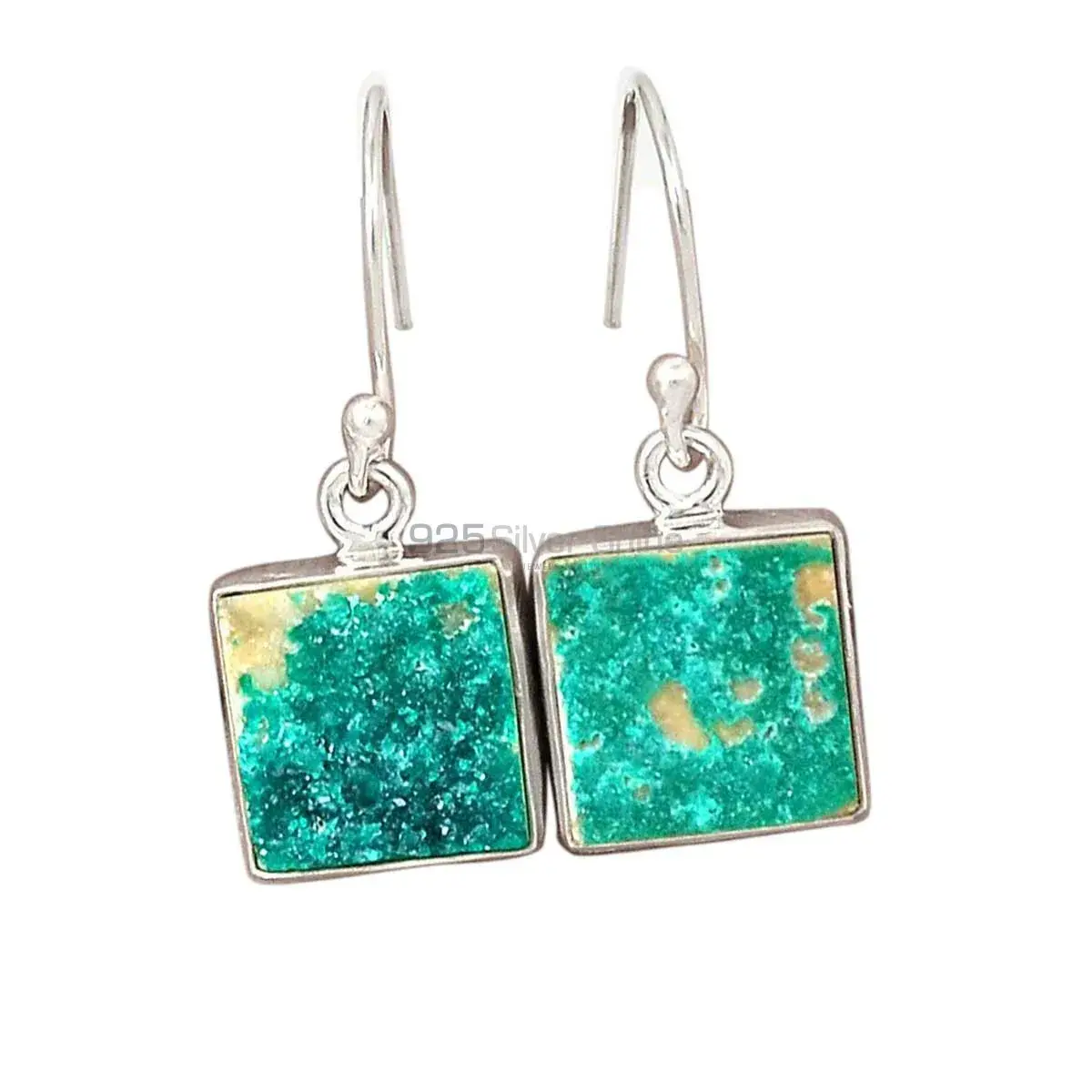 925 Sterling Silver Handmade Earrings In Azurite Druzy Gemstone Jewelry 925SE2708_10