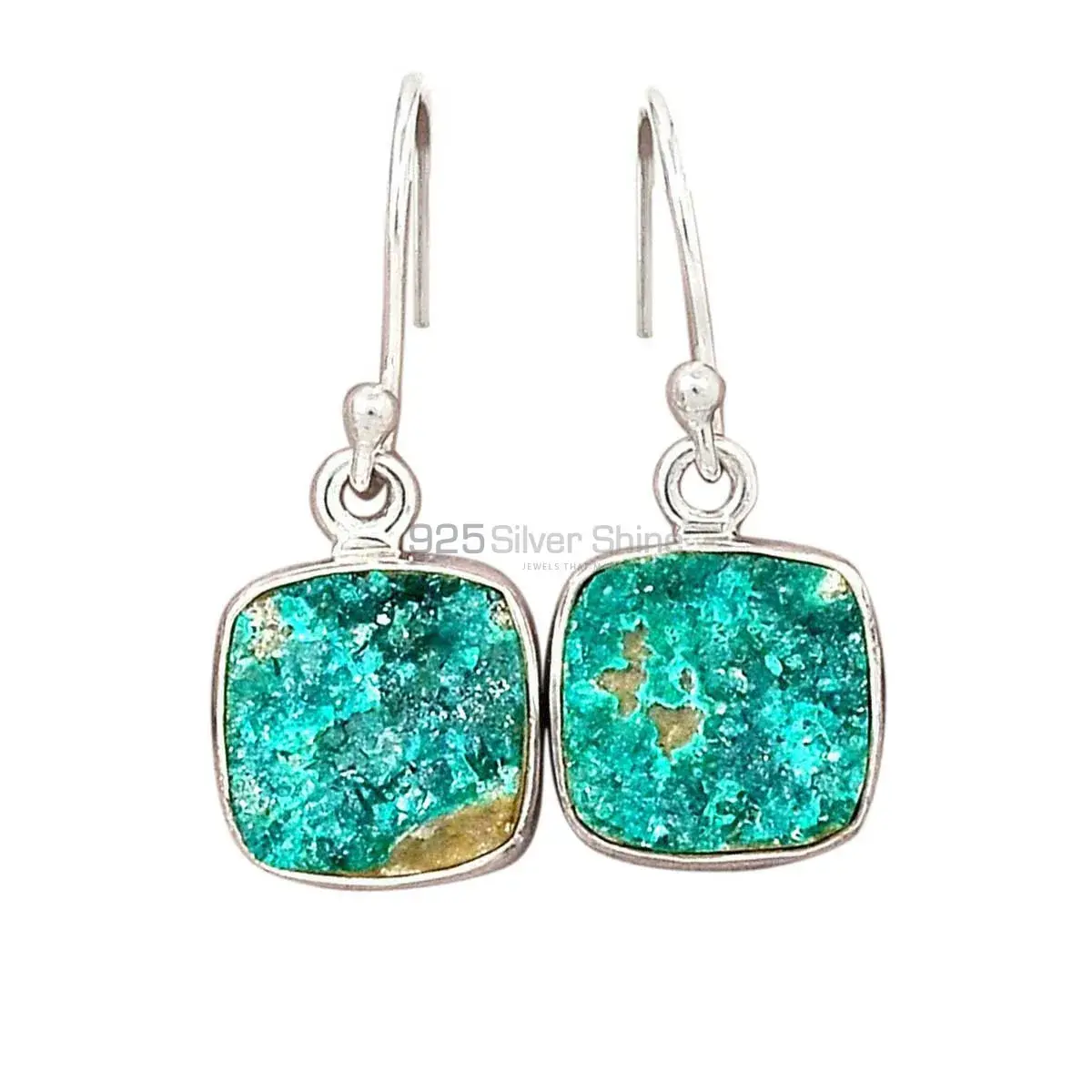 925 Sterling Silver Handmade Earrings In Azurite Druzy Gemstone Jewelry 925SE2708_12