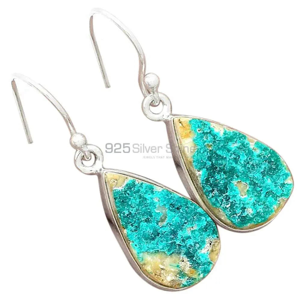 925 Sterling Silver Handmade Earrings In Azurite Druzy Gemstone Jewelry 925SE2708_3