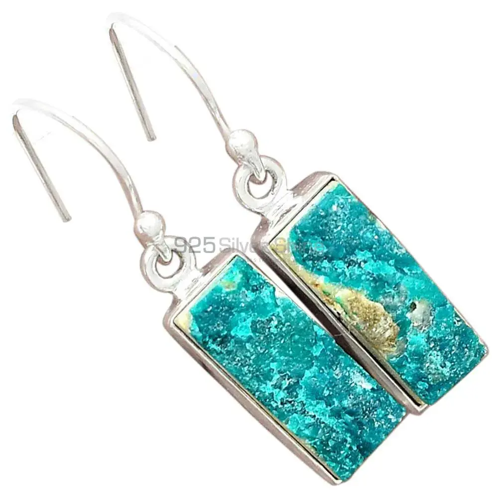 925 Sterling Silver Handmade Earrings In Azurite Druzy Gemstone Jewelry 925SE2708_5