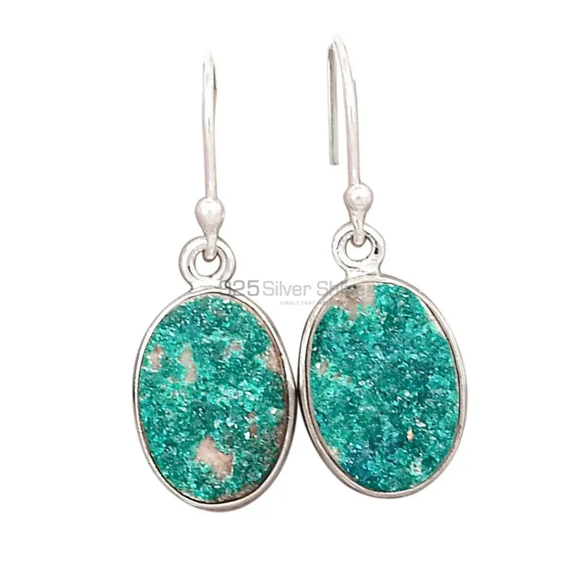 925 Sterling Silver Handmade Earrings In Azurite Druzy Gemstone Jewelry 925SE2708_6