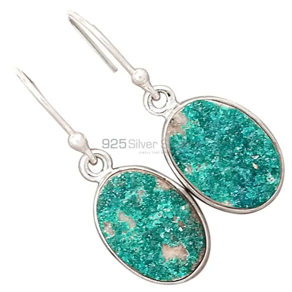 925 Sterling Silver Handmade Earrings In Azurite Druzy Gemstone Jewelry 925SE2708_7