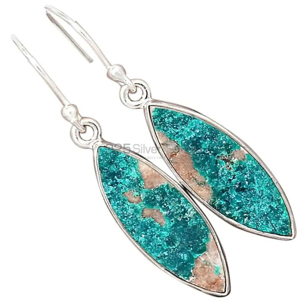 925 Sterling Silver Handmade Earrings In Azurite Druzy Gemstone Jewelry 925SE2708_9