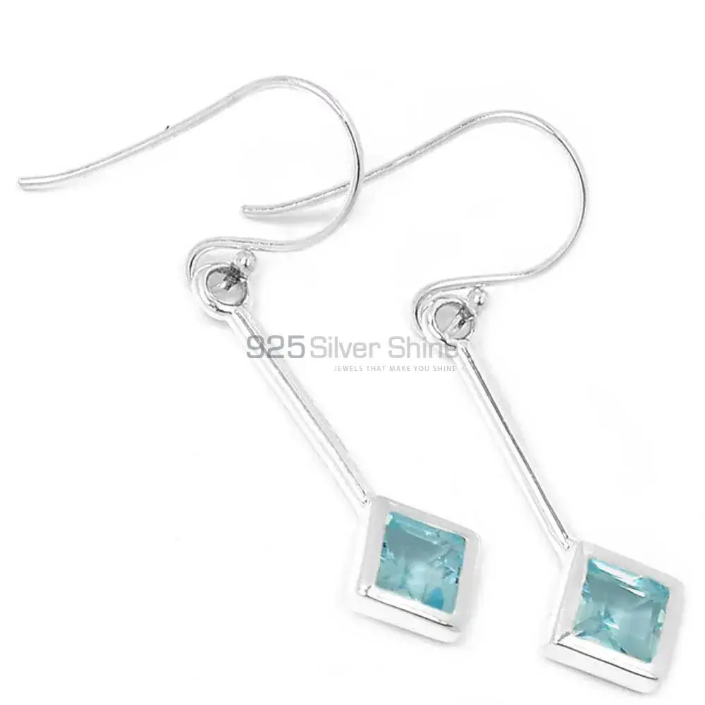 Beautiful 925 Sterling Silver Handmade Earrings Suppliers In Blue Topaz Gemstone Jewelry 925SE451