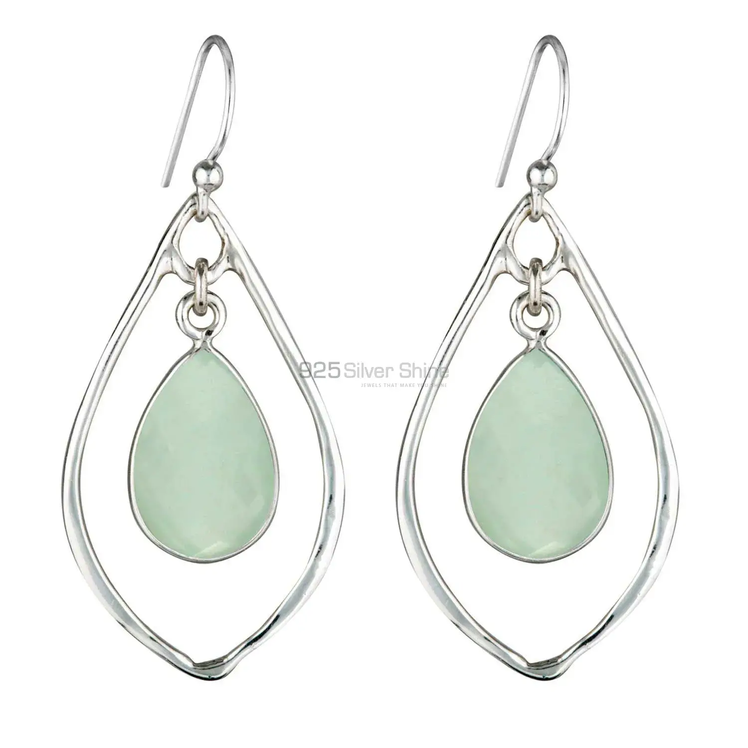 925 Sterling Silver Handmade Earrings In Chalcedony Gemstone Jewelry 925SE1828_0