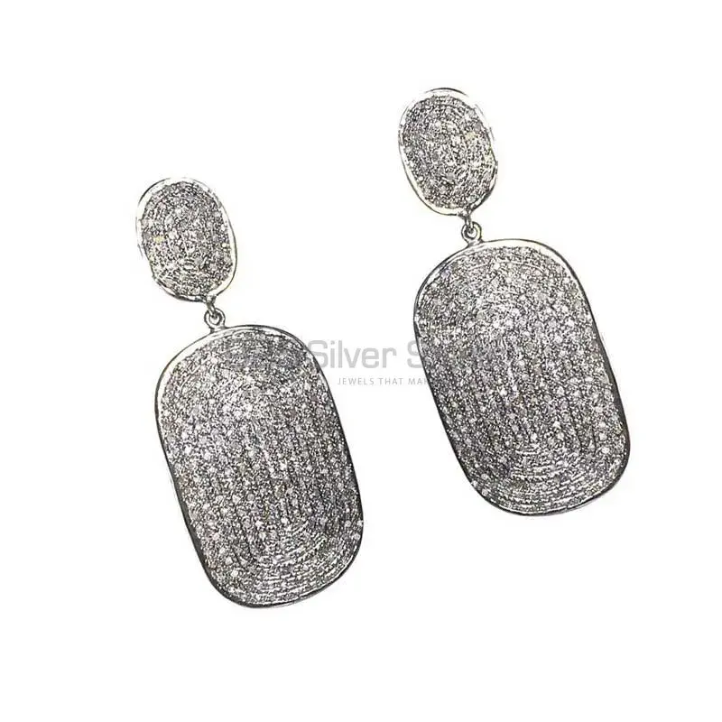 925 Sterling Silver Handmade Earrings In CZ Gemstone Jewelry 925SE1390_1