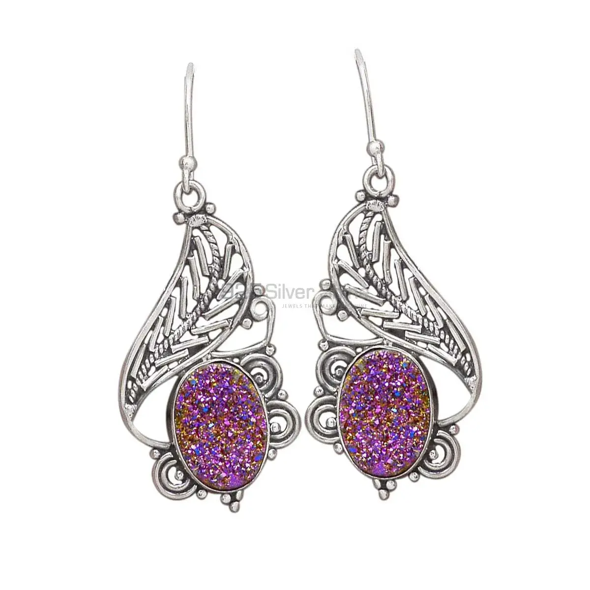 Beautiful 925 Sterling Silver Handmade Earrings Suppliers In Druzy Gemstone Jewelry 925SE2958