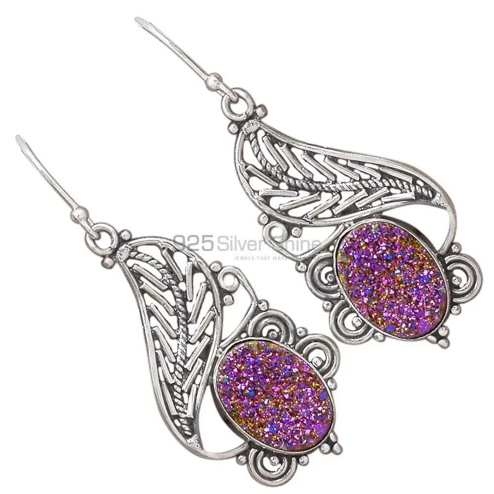 Beautiful 925 Sterling Silver Handmade Earrings Suppliers In Druzy Gemstone Jewelry 925SE2958_1