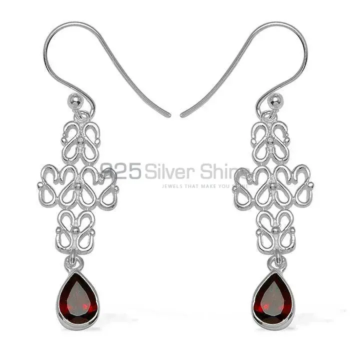 Beautiful 925 Sterling Silver Handmade Earrings Suppliers In Garnet Gemstone Jewelry 925SE767