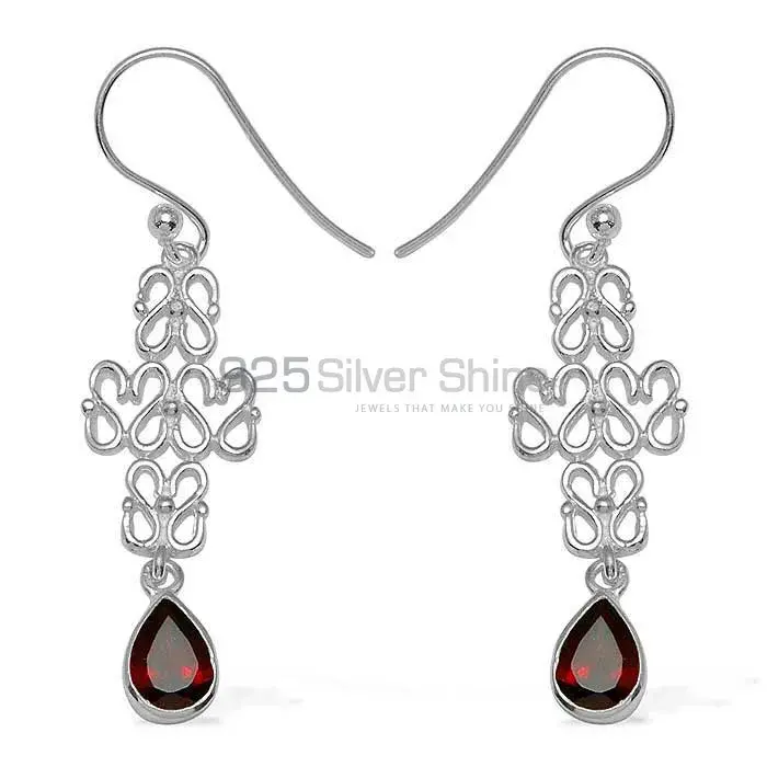 925 Sterling Silver Handmade Earrings In Garnet Gemstone Jewelry 925SE767