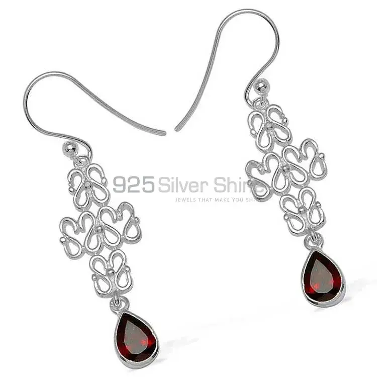 Beautiful 925 Sterling Silver Handmade Earrings Suppliers In Garnet Gemstone Jewelry 925SE767_0