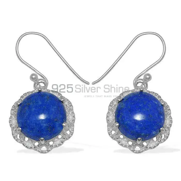 925 Sterling Silver Handmade Earrings In Lapis Lazuli Gemstone Jewelry 925SE846_0