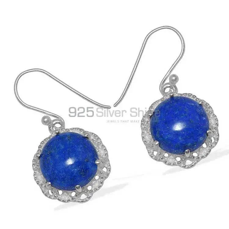 925 Sterling Silver Handmade Earrings In Lapis Lazuli Gemstone Jewelry 925SE846_1