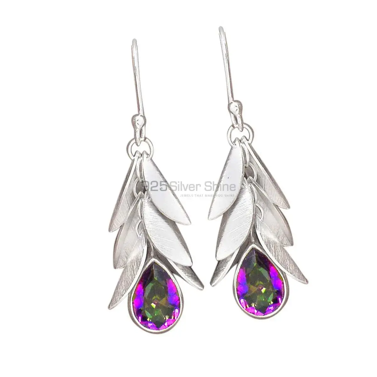 Beautiful 925 Sterling Silver Handmade Earrings Suppliers In Mystic Topaz Gemstone Jewelry 925SE3037