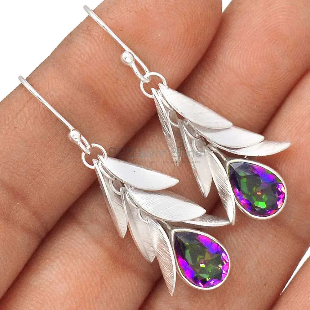 Beautiful 925 Sterling Silver Handmade Earrings Suppliers In Mystic Topaz Gemstone Jewelry 925SE3037_1