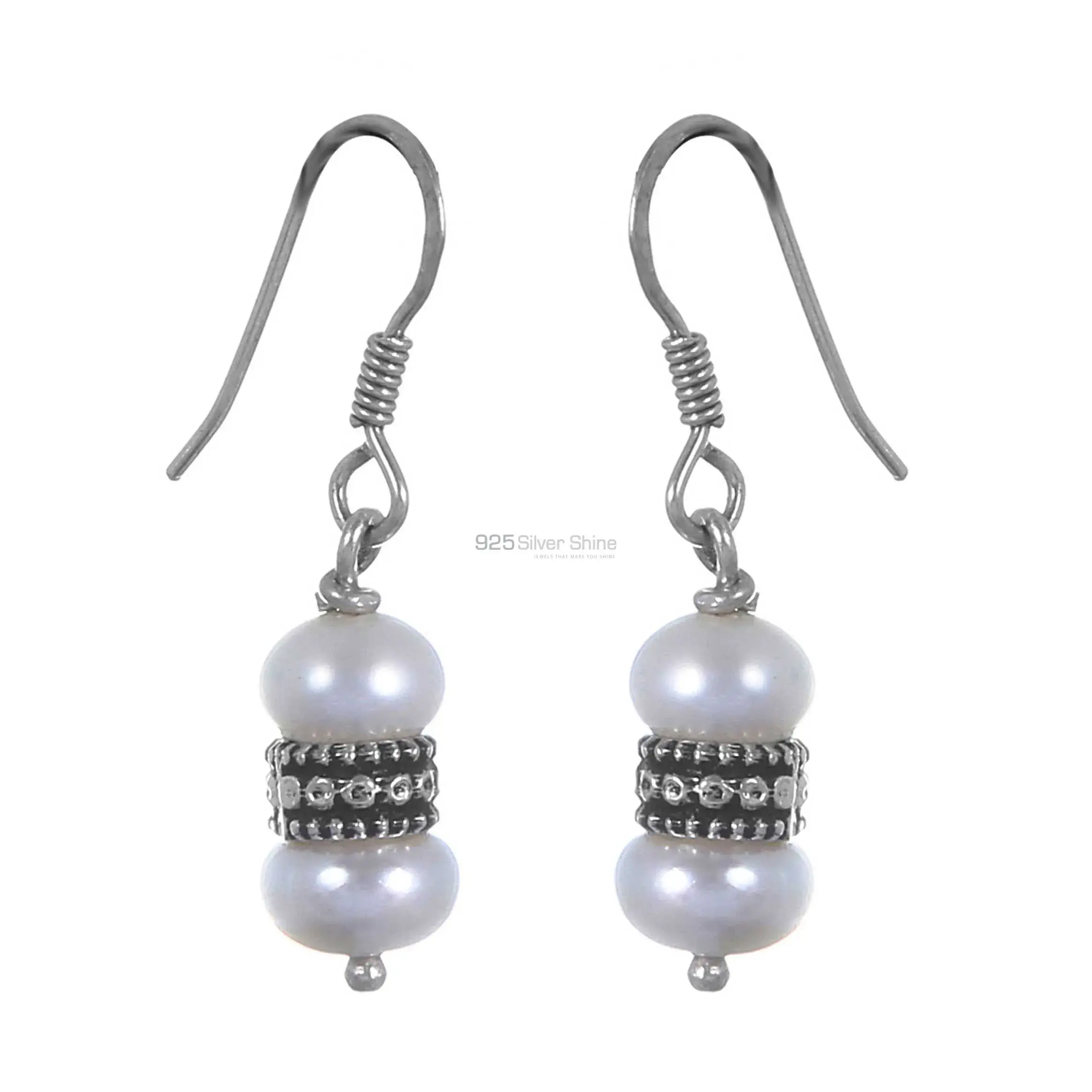 925 Sterling Silver Handmade Earrings In Pearl Gemstone Jewelry 925SE293_1
