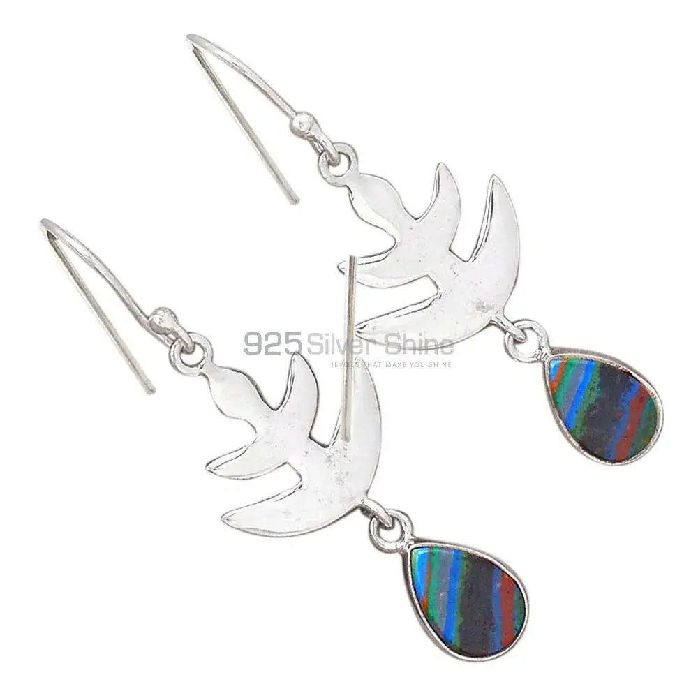 Beautiful 925 Sterling Silver Handmade Earrings Suppliers In Rainbow Calsilica Gemstone Jewelry 925SE2166_0