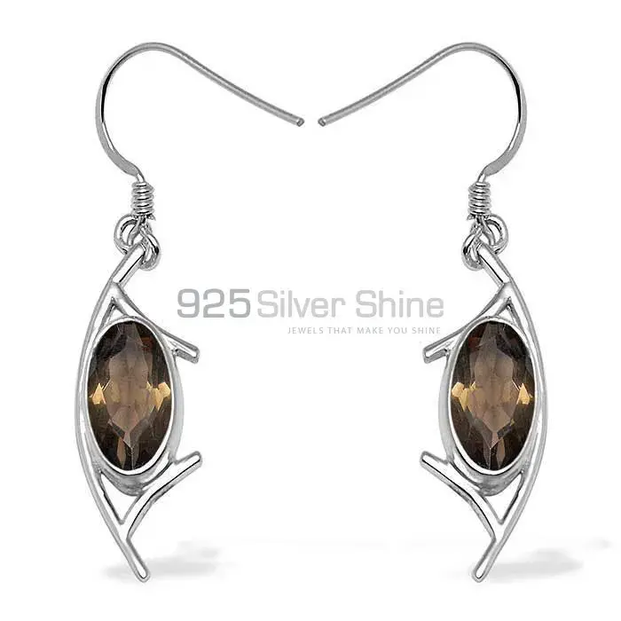 Beautiful 925 Sterling Silver Handmade Earrings Suppliers In Smoky Quartz Gemstone Jewelry 925SE1004