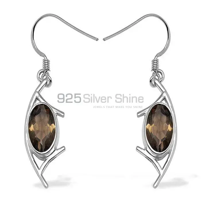 925 Sterling Silver Handmade Earrings In Smoky Quartz Gemstone Jewelry 925SE1004_0