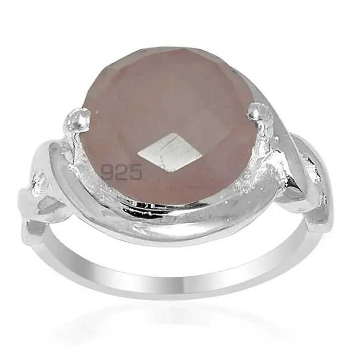 925 Sterling Silver Handmade Rings In Rose Quartz Gemstone Jewelry 925SR1596_0